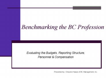 Benchmarking the BC Profession