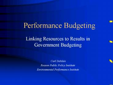 Performance Budgeting