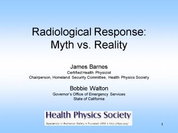 Radiological Response: Myth vs. Reality