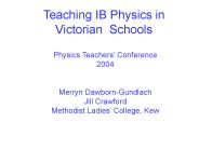 Teaching IB Physics in Victorian Schools