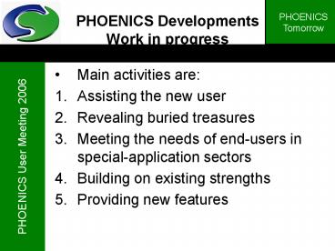 PHOENICS Developments Work in progress