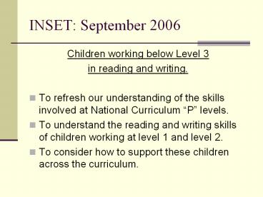 INSET: September 2006