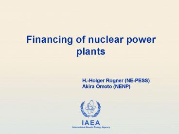 Financing of nuclear power plants