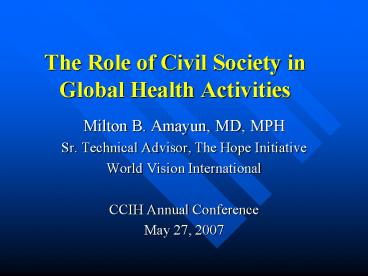 The Role of Civil Society in Global Health Activities