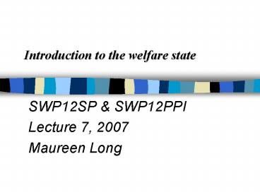 Introduction to the welfare state