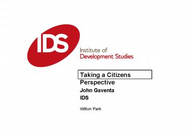 Taking a Citizens Perspective