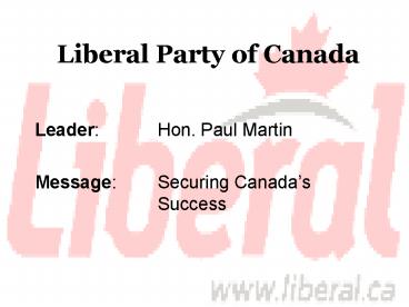 Liberal Party of Canada
