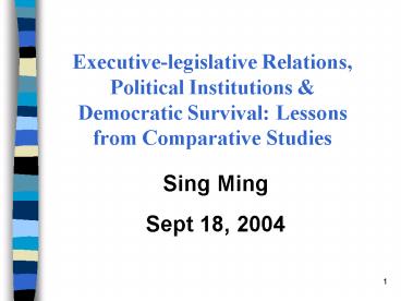 Executivelegislative Relations, Political Institutions