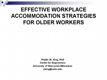 EFFECTIVE WORKPLACE ACCOMMODATION STRATEGIES FOR OLDER WORKERS