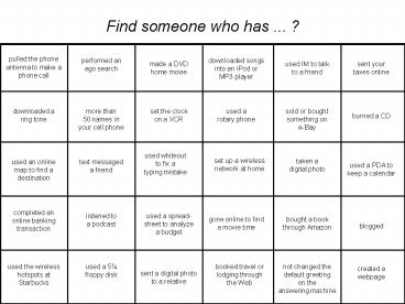 Find someone who has ...