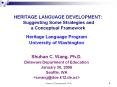 HERITAGE LANGUAGE DEVELOPMENT:  Suggesting Some Strategies and a Conceptual Framework PowerPoint PPT Presentation