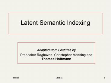Latent Semantic Indexing