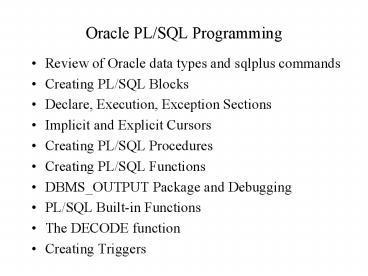 Oracle PLSQL Programming