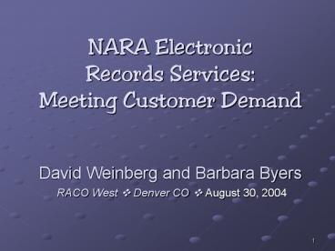 David Weinberg and Barbara Byers