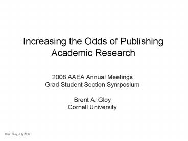 Increasing the Odds of Publishing Academic Research