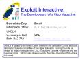 Exploit Interactive: The Development of a Web Magazine PowerPoint PPT Presentation