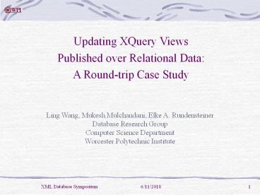 Ling Wang, Mukesh Mulchandani, Elke A. Rundensteiner