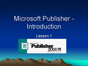 Microsoft Publisher Introduction