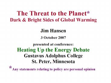 Status of the Matter