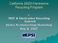 California SB20 Electronics Recycling Program PowerPoint PPT Presentation
