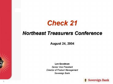 Check 21 Northeast Treasurers Conference