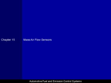 Mass Air Flow Sensors