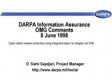 DARPA Information Assurance OMG Comments 8 June 1998