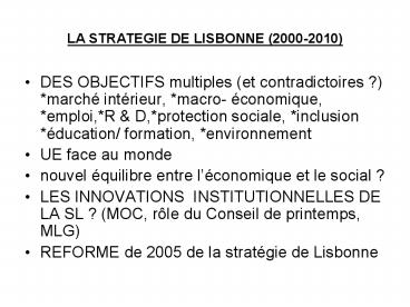 LA STRATEGIE DE LISBONNE 20002010