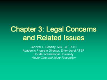Chapter 3: Legal Concerns and Related Issues