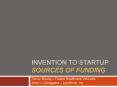 INVENTION TO STARTUP SOURCES OF FUNDING PowerPoint PPT Presentation