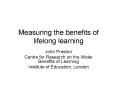 Measuring the benefits of lifelong learning PowerPoint PPT Presentation