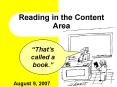 Reading in the Content Area PowerPoint PPT Presentation
