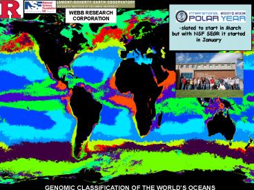 GENOMIC CLASSIFICATION OF THE WORLDS OCEANS