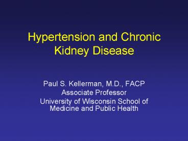 Hypertension and Chronic Kidney Disease