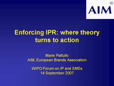Enforcing IPR: where theory turns to action