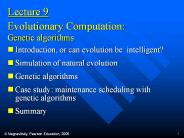Evolutionary Computation: Genetic algorithms