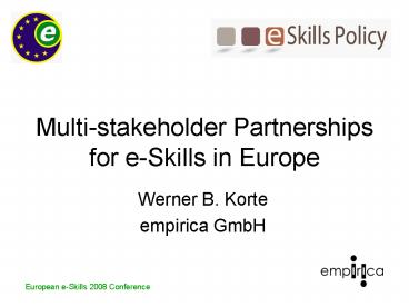 Multistakeholder Partnerships for eSkills in Europe