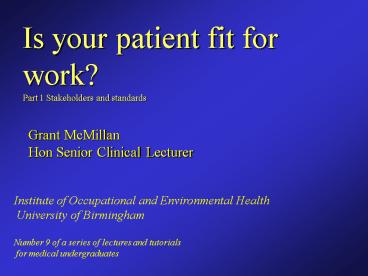 Is your patient fit for work