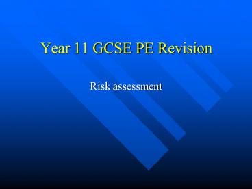 Year 11 GCSE PE Revision