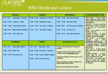 RBS Health and Leisure