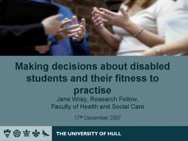 Making decisions about disabled students and their fitness to practise