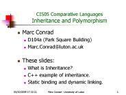 CIS05 Comparative Languages Inheritance and Polymorphism