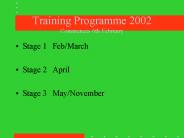 Training Programme 2002 Commences 6th February