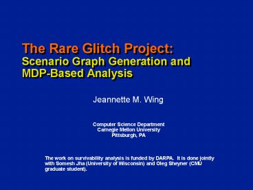 The Rare Glitch Project: Scenario Graph Generation and MDPBased Analysis