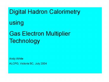Digital Hadron Calorimetry