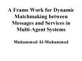 A Frame Work for Dynamic Matchmaking between Messages and Services in MultiAgent Systems Muhammed Al PowerPoint PPT Presentation