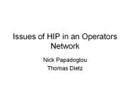 Issues of HIP in an Operators Network