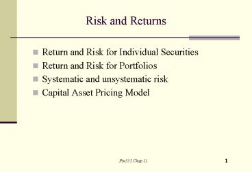 Risk and Returns