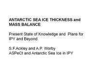 ANTARCTIC SEA ICE THICKNESS and MASS BALANCE