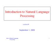 Introduction to Natural Language Processing
